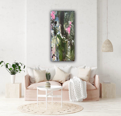 Oka Contemporary Abstract Original Oil Painting 30cm x 60cm textured Lavender Bay