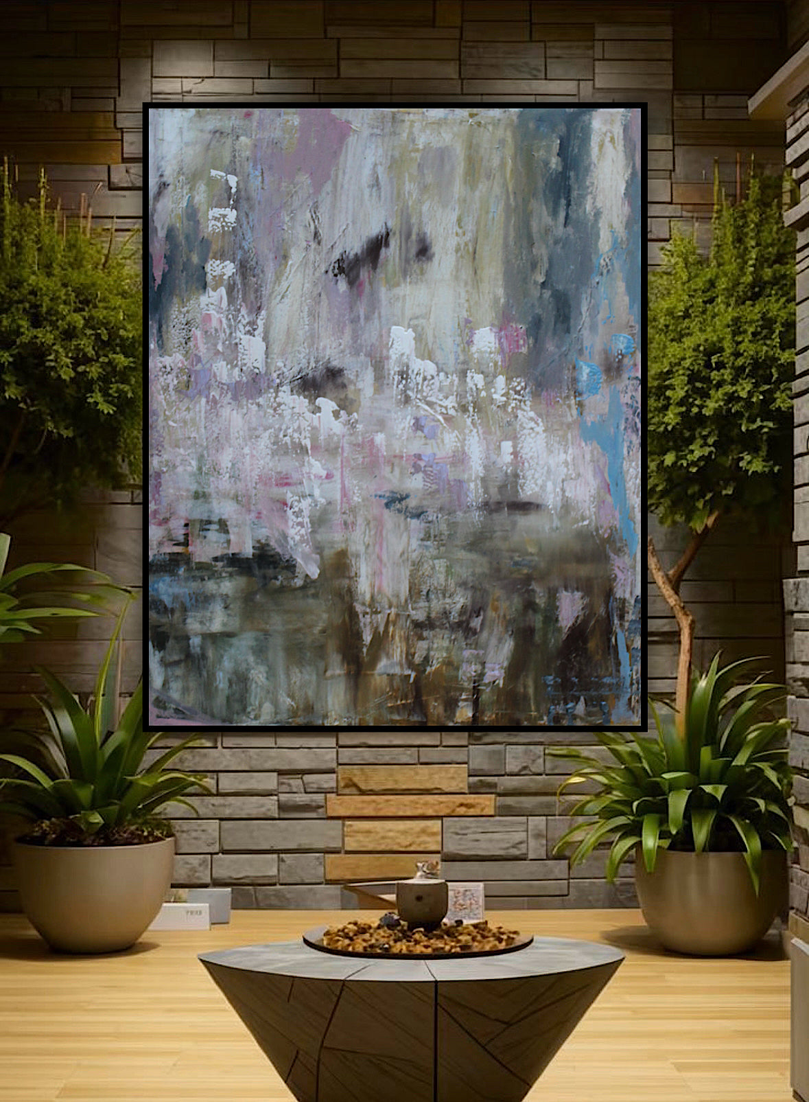 Oka Style Original Abstract Oil Painting On 100x80cm Canvas Echoes of a Distant Bloom