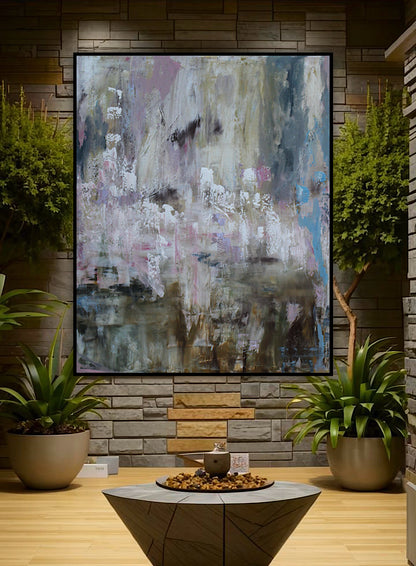Oka Style Original Abstract Oil Painting On 100x80cm Canvas Echoes of a Distant Bloom