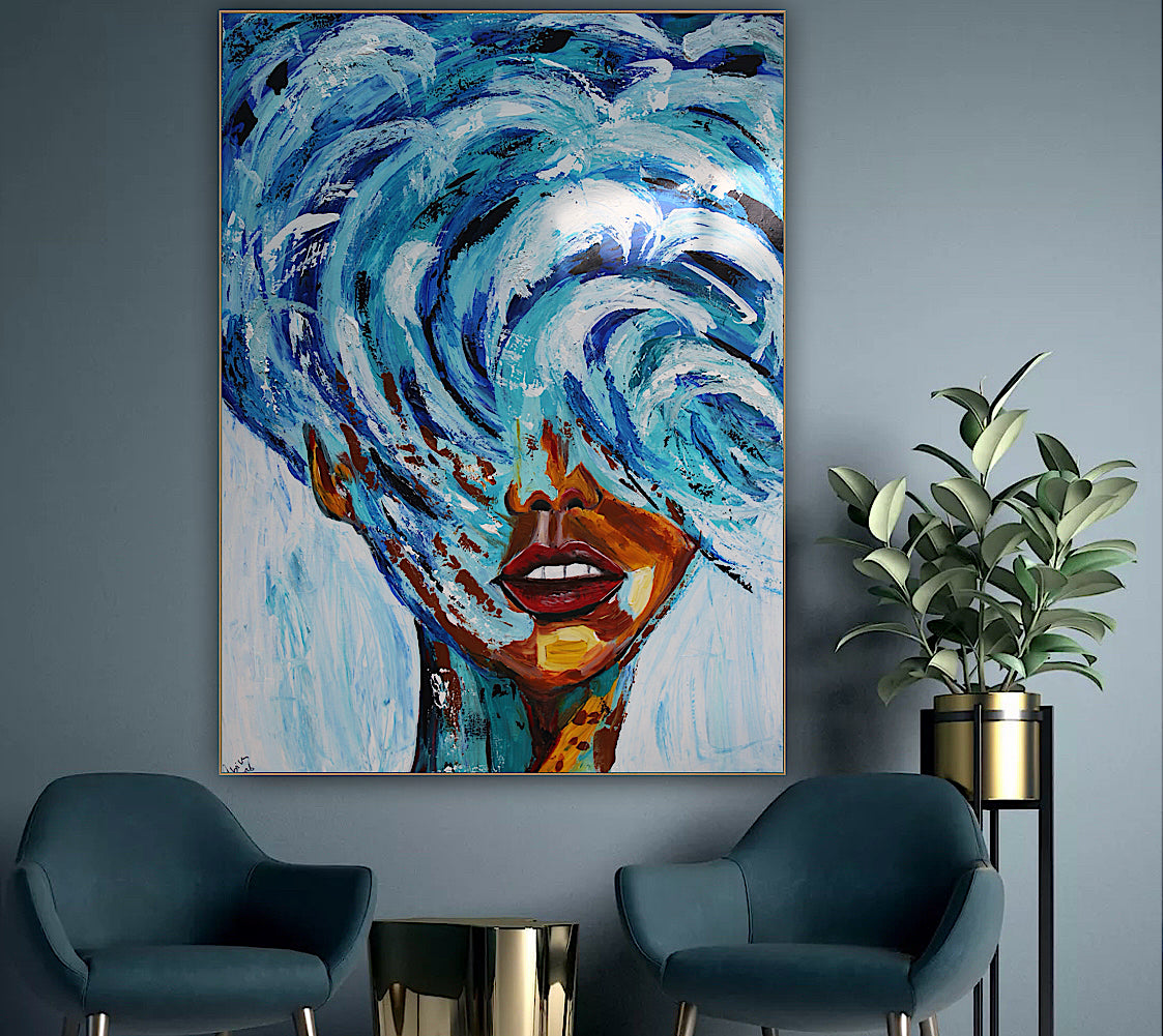 Large Abstract Original Oil Painting On 120x91cm canvas textured Wave Wilderness