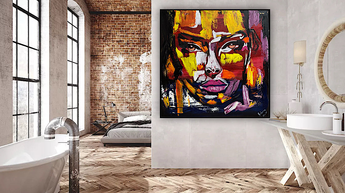 Contemporary Abstract Original Oil Painting On 80x80cm Canvas Unspoken Gaze