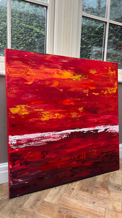 Oka style textured Original modern Abstract Oil Painting On Canvas 80 x 80cm ‘Veil of Dusk ‘Coast