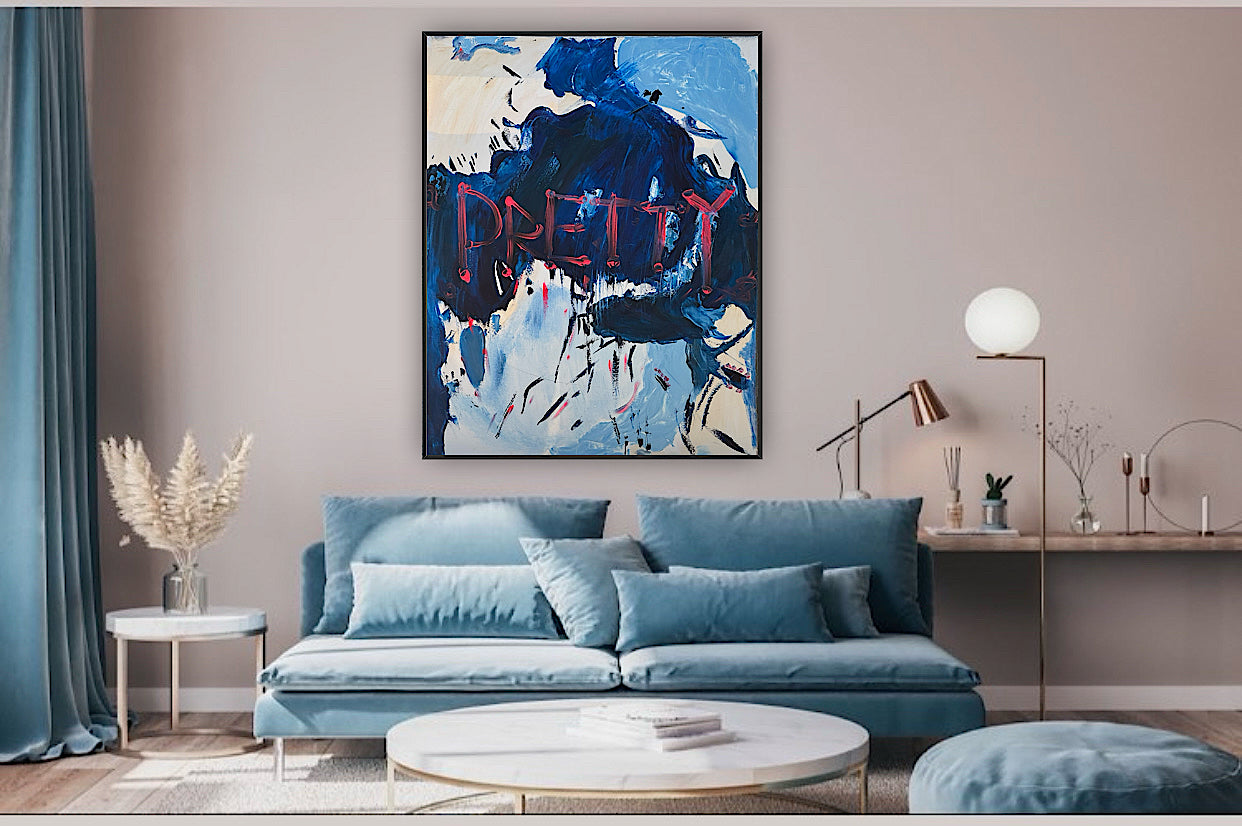 Modern Original Textured Abstract Oil Painting on Canvas 100x80cm Graffiti Art Pretty