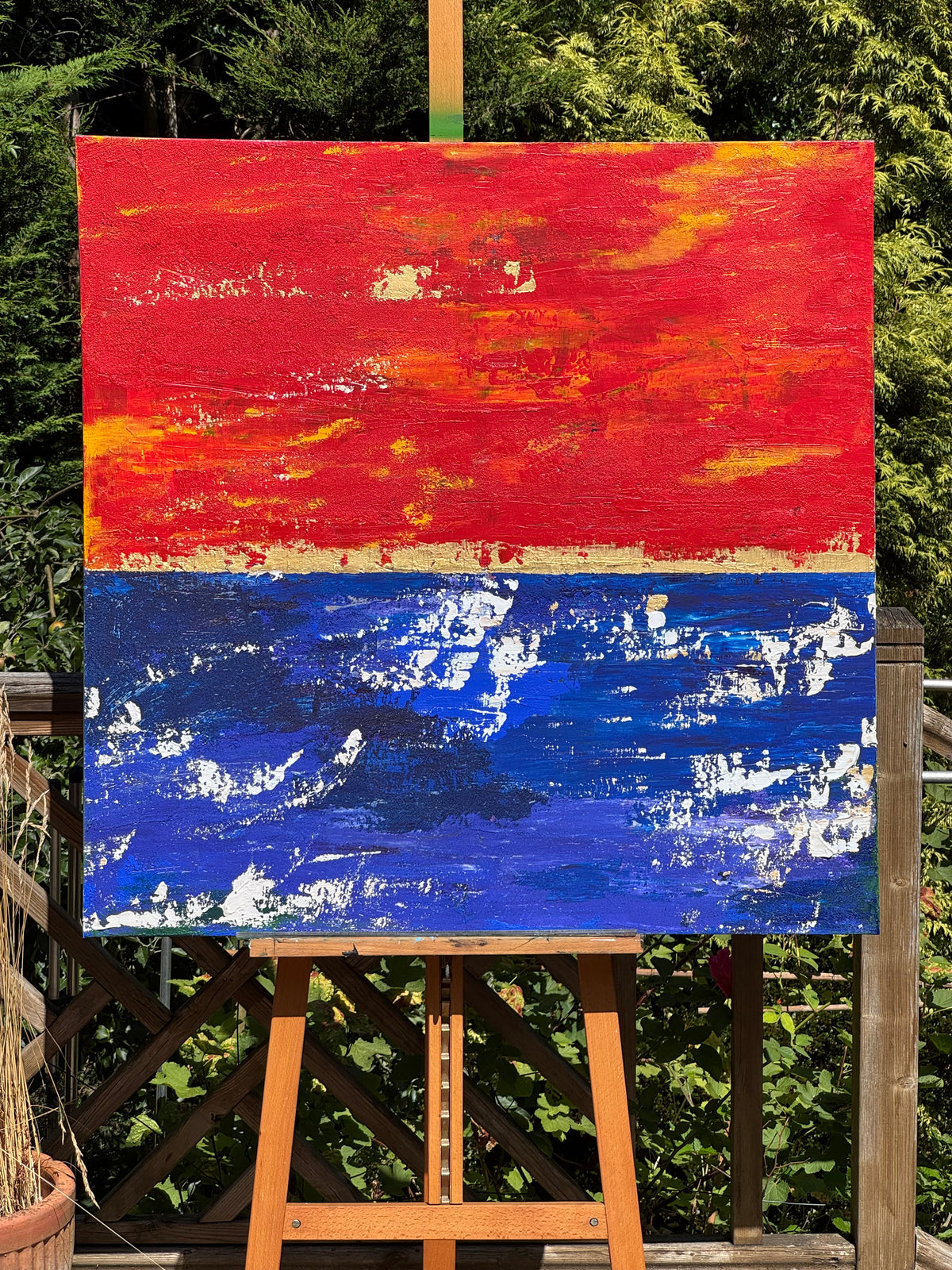 Modern Abstract Original Oil Painting On 2cm Canvas 100X100cm Scarlet Seascape
