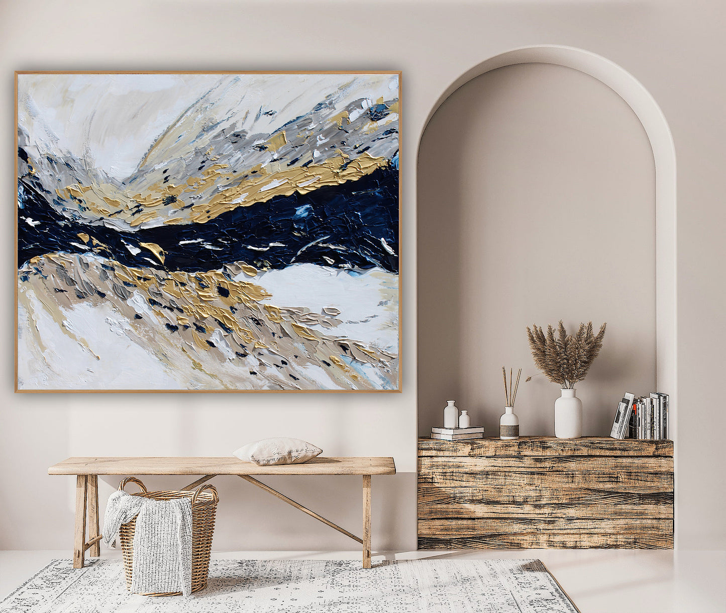 Oka Original Abstract Oil Painting On Canvas 120x100x4cm ‘Horizon ‘Seascape