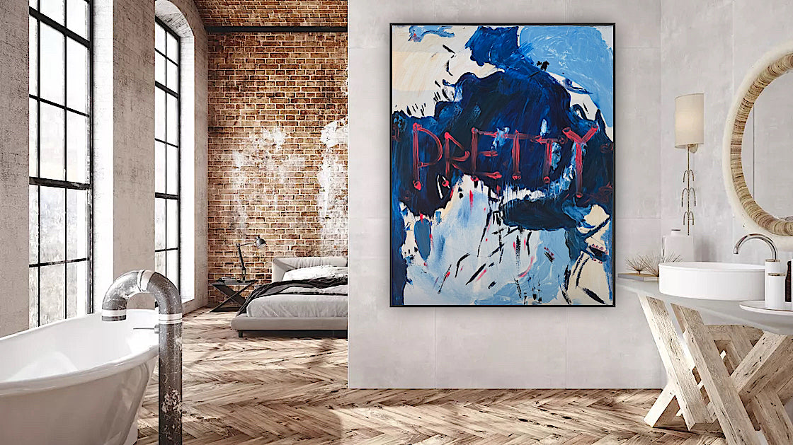 Modern Original Textured Abstract Oil Painting on Canvas 100x80cm Graffiti Art Pretty