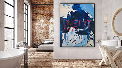Modern Original Textured Abstract Oil Painting on Canvas 100x80cm Graffiti Art Pretty