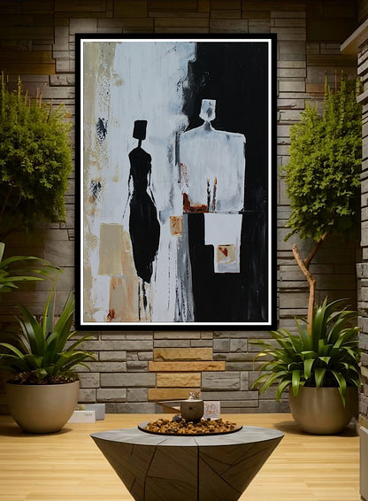Framed Original Abstract contemporary Oil Painting On Canvas 90x60cm  love to talk oka
