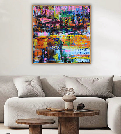 Oka Contemporary Abstract Original Oil Painting On Canvas 80x80cm  “Luminous Echoes”