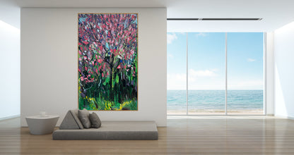 Original Abstract Oil Painting On Canvas 153 x 92cm Magnolia tree Oka