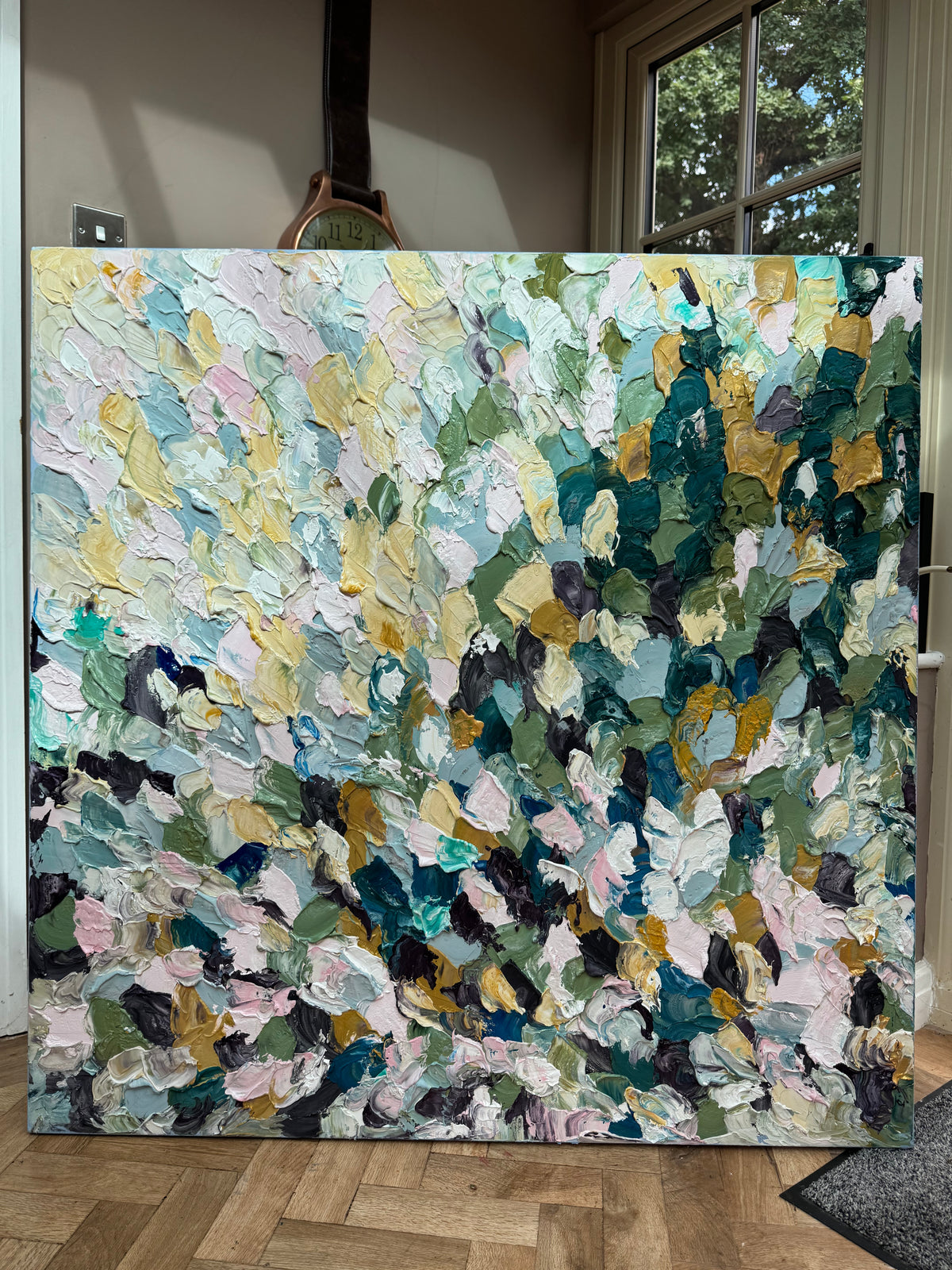Modern Original textured Abstract Oil Painting On deep edge Canvas 120 x 120cm ‘Autumn Garden’