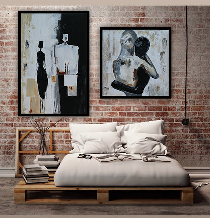 Framed Original Abstract contemporary Oil Painting On Canvas 90x60cm  love to talk oka