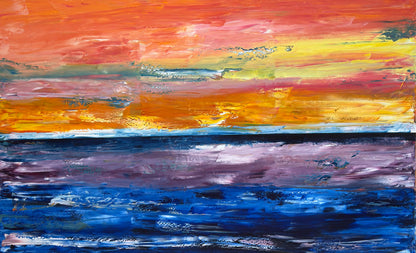 Contemporary Abstract Style XLarge Oil Painting textured On Canvas 122X 76cm Ember Horizon
