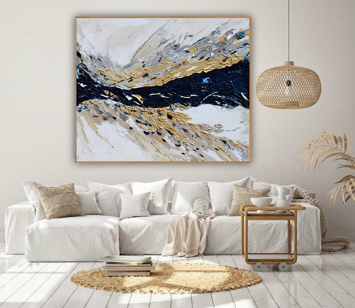 Oka Original Abstract Oil Painting On Canvas 120x100x4cm ‘Horizon ‘Seascape