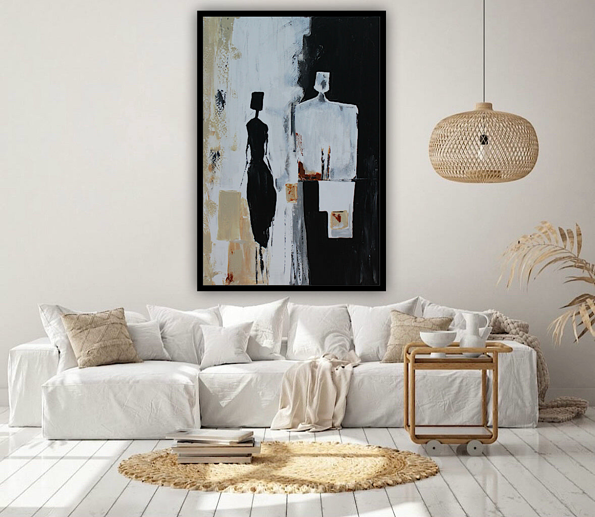 Framed Original Abstract contemporary Oil Painting On Canvas 90x60cm  love to talk oka