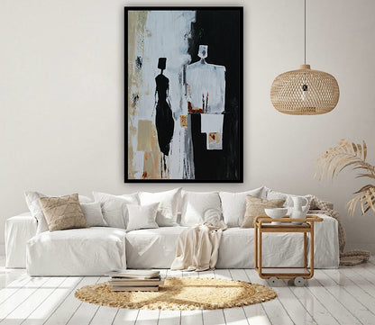 Framed Original Abstract contemporary Oil Painting On Canvas 90x60cm  love to talk oka