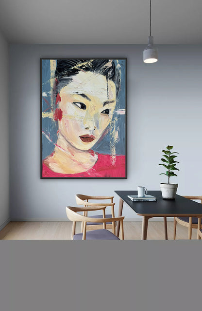 Woman’s portrait Original Abstract Oil Painting On Canvas 85 x 60cm Innocent Soul