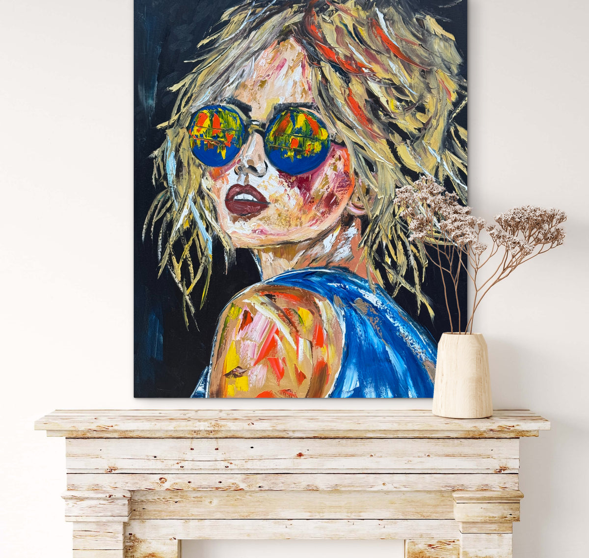 Contemporary Abstract Original Oil Painting of a woman On 90 x 76cm Canvas Amelia woman portrait