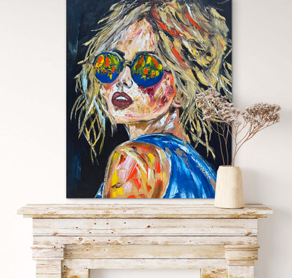 Contemporary Abstract Original Oil Painting of a woman On 90 x 76cm Canvas Amelia woman portrait