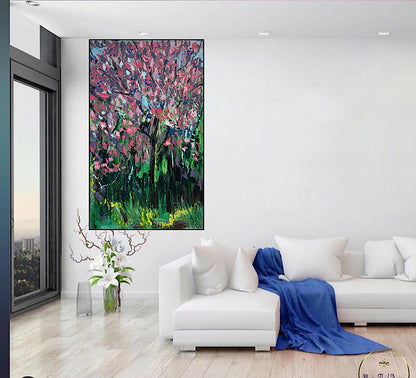Original Abstract Oil Painting On Canvas 153 x 92cm Magnolia tree Oka