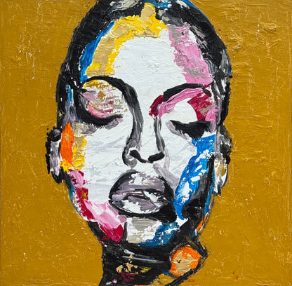 Oka Contemporary Abstract Original Oil Painting 60 x 60cm textured Strong Woman (portrait)