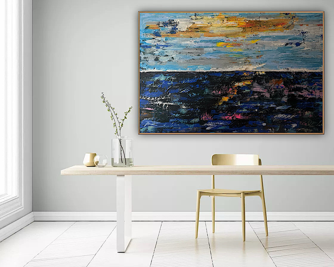 Original Abstract Oil Painting On Canvas 150cm x 100cm Depth of Silence Oka seascape