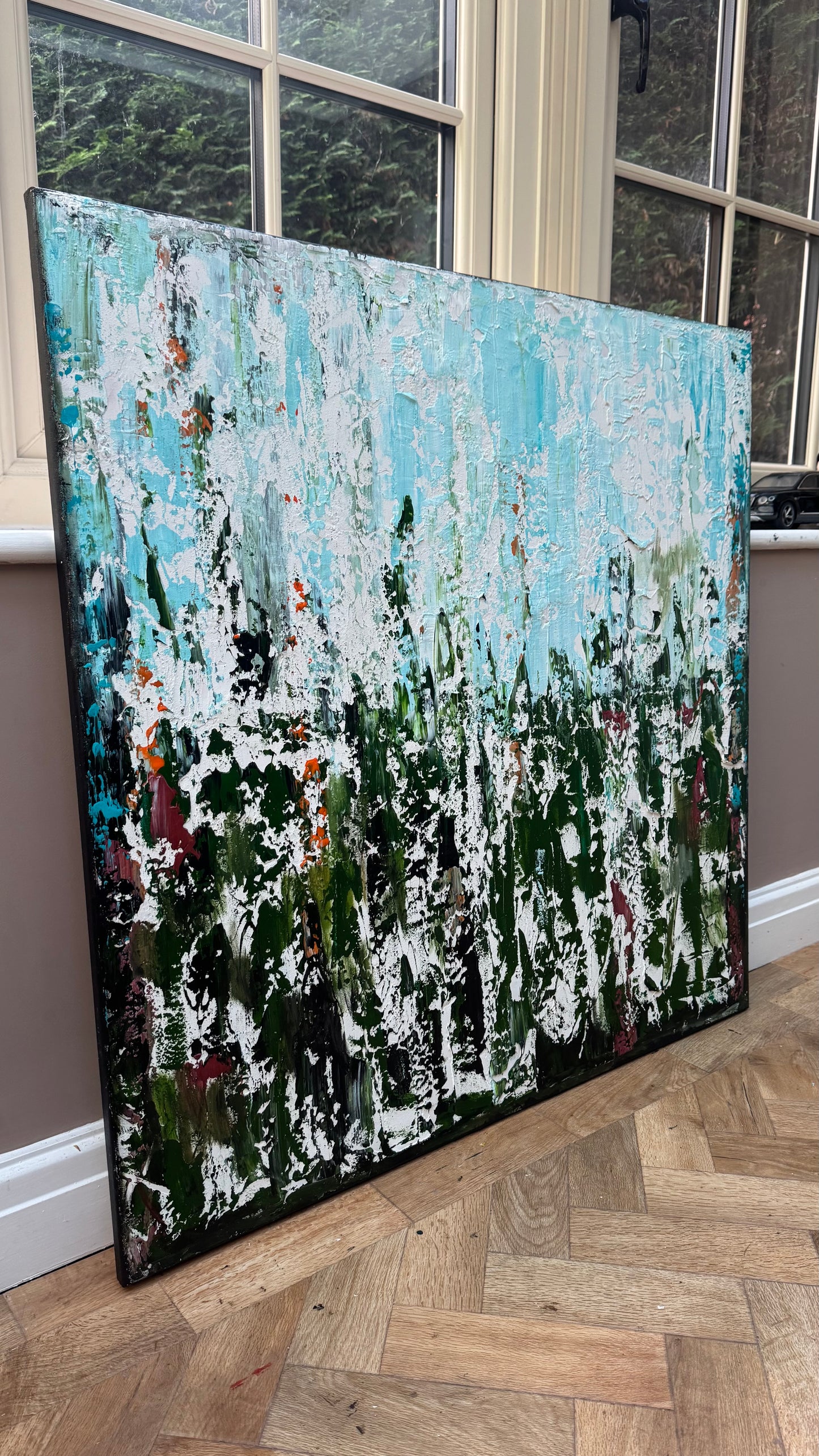 Oka Textured Abstract Original Oil Painting On Canvas 90x90cm Atelier Émeraude
