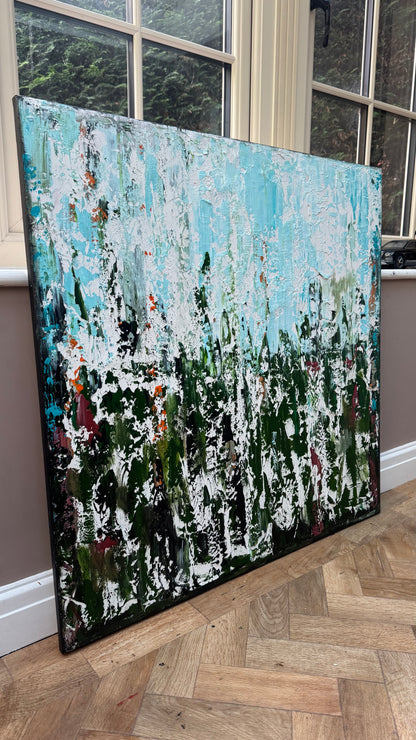 Oka Textured Abstract Original Oil Painting On Canvas 90x90cm Atelier Émeraude