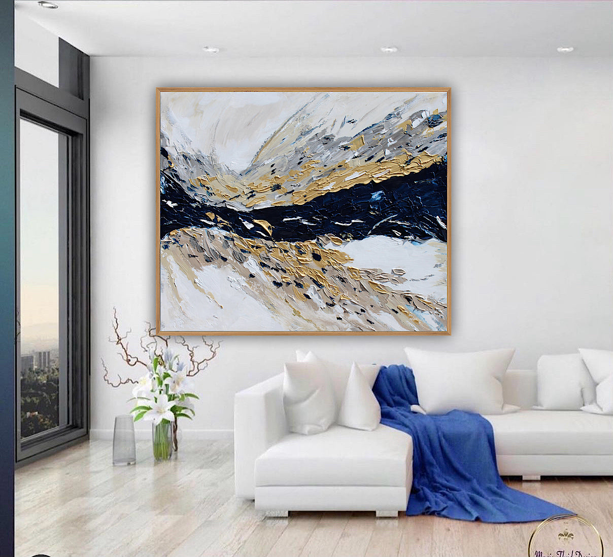 Oka Original Abstract Oil Painting On Canvas 120x100x4cm ‘Horizon ‘Seascape