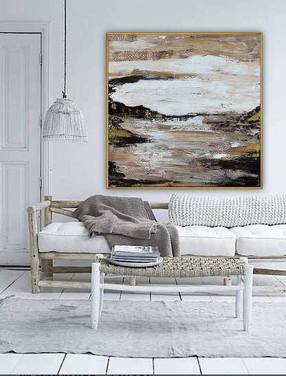 Oka style textured Original modern Abstract Oil Painting On Canvas 80 x 80cm ‘Between Shadow And Sky’