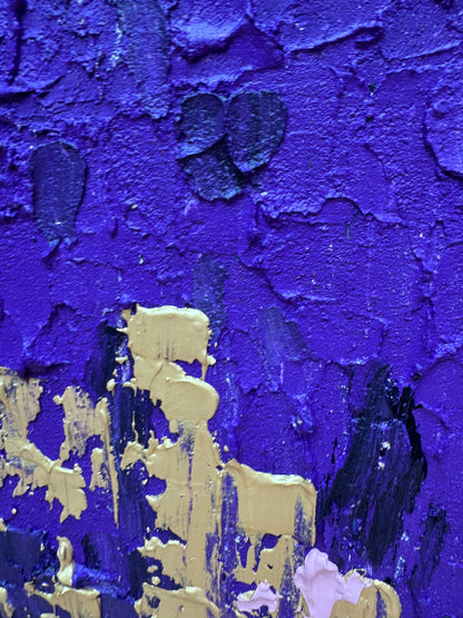 Oka Contemporary Abstract Original Oil Painting on  80x80cm canvas ‘London after Dark’ textured