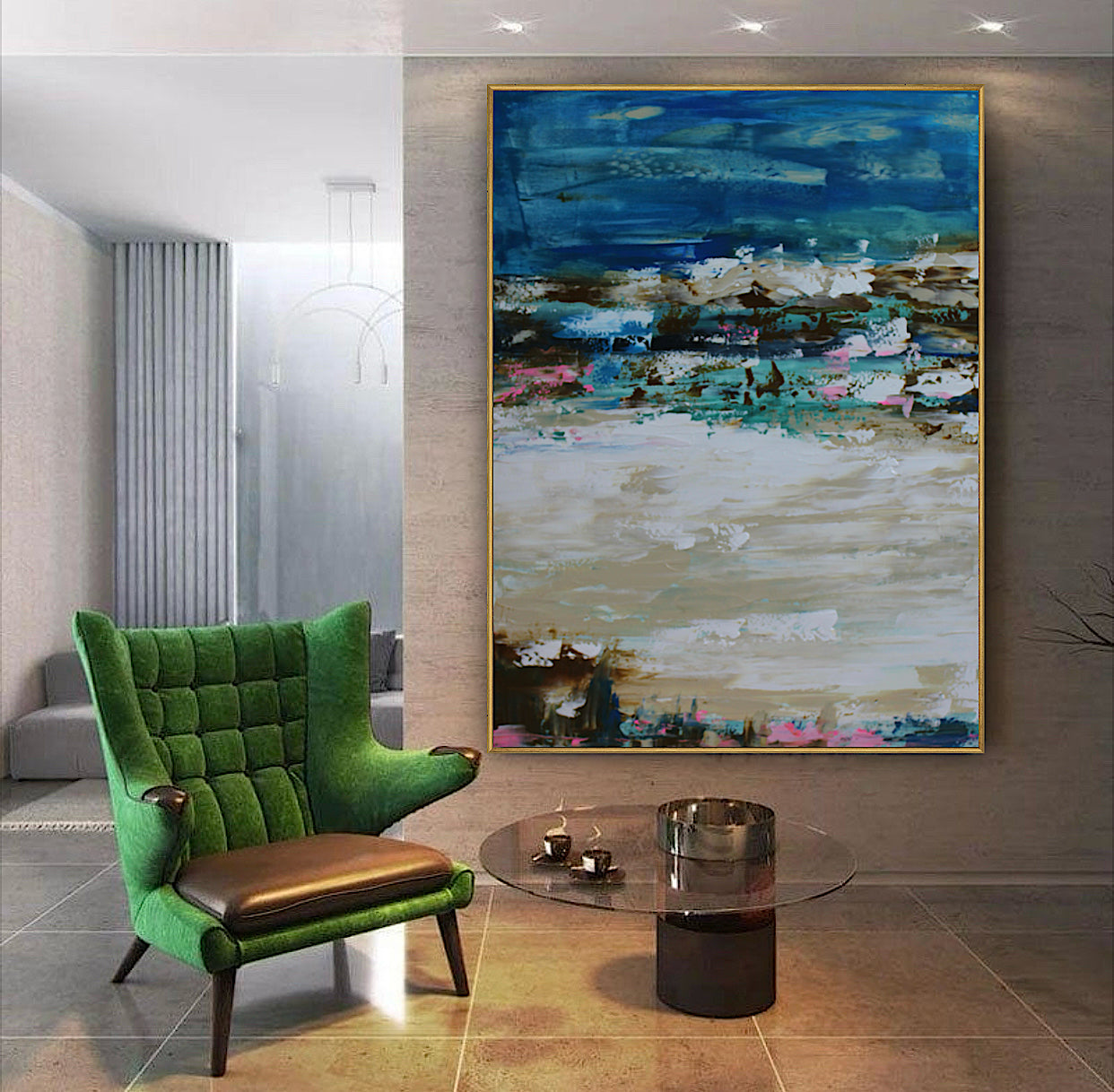 Amalfi coast Sea Sky Original abstract contemporary Oil Painting On Canvas size 100x80cm