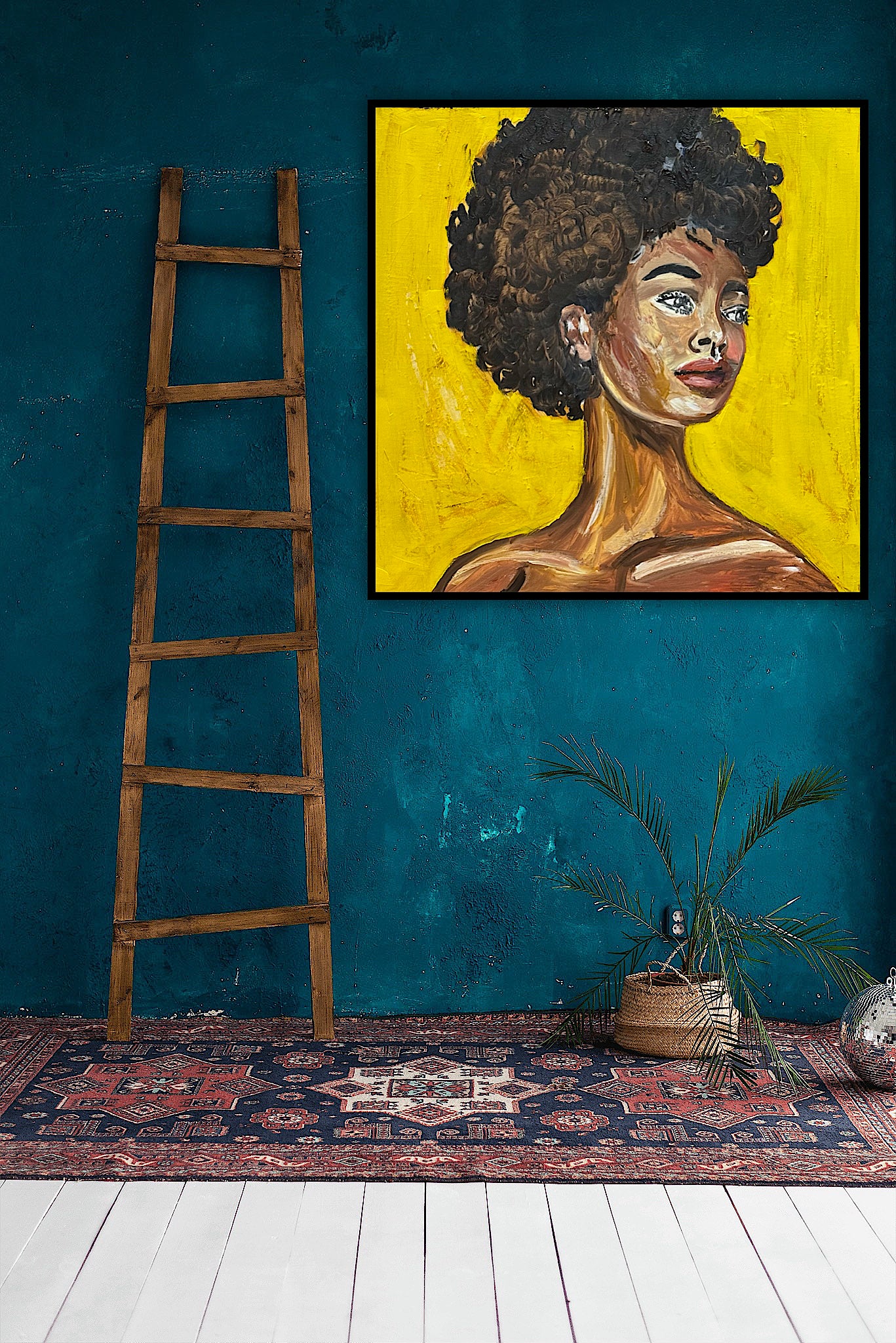 Modern Abstract Original Oil Painting On Canvas Unapologetic Portrait 60x60cm