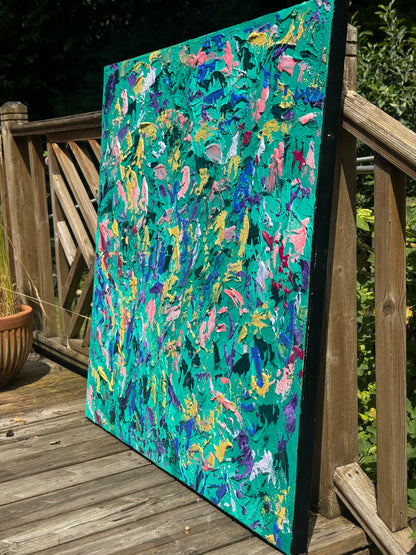 Oka Style Abstract contemporary Oil Painting On Canvas 100 x 100cm Secret Garden