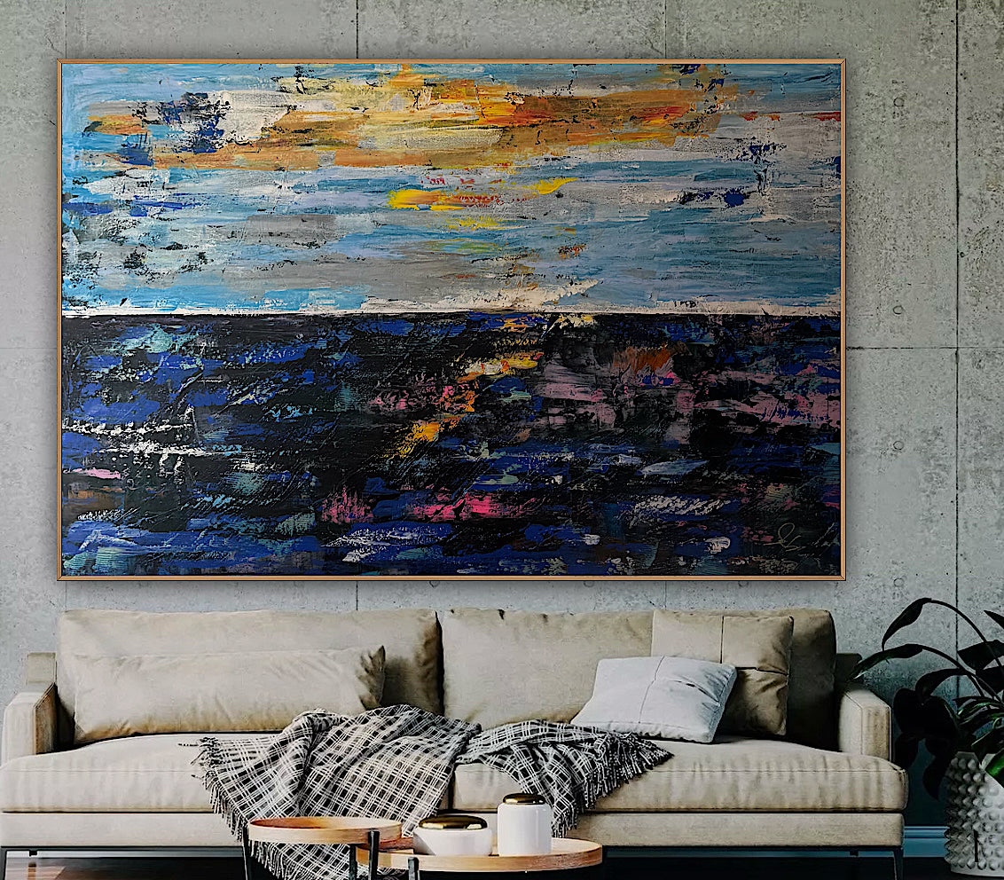 Original Abstract Oil Painting On Canvas 150cm x 100cm Depth of Silence Oka seascape