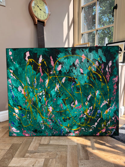 Abstract Original Oil Painting On Canvas 102x70cm textured oil Secret Garden