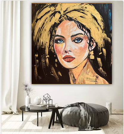 Richter Style Abstract Original Oil Painting On 100 x 100cm canvas Alchemy of Beauty  woman portrait