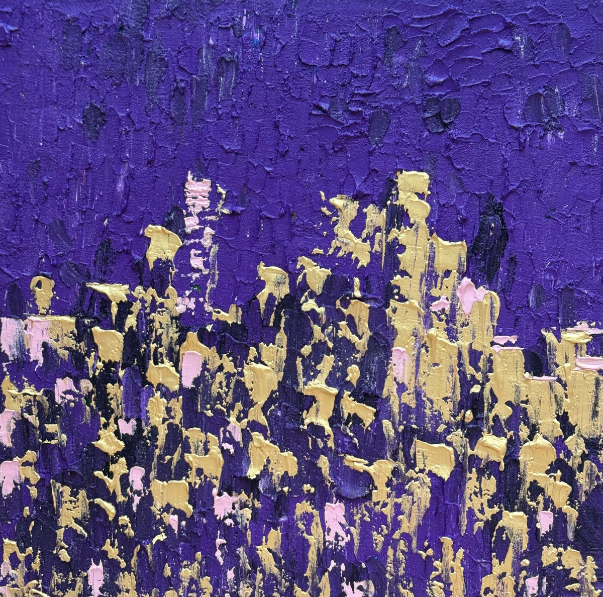 Oka Contemporary Abstract Original Oil Painting on  80x80cm canvas ‘London after Dark’ textured