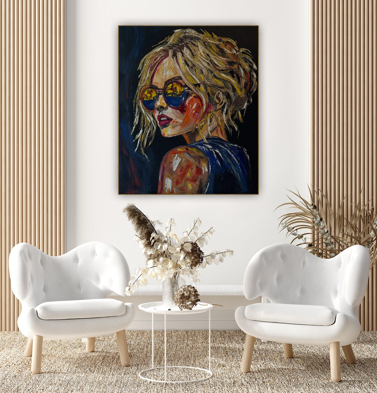 Contemporary Abstract Original Oil Painting of a woman On 90 x 76cm Canvas ‘Blondie II’ woman portrait