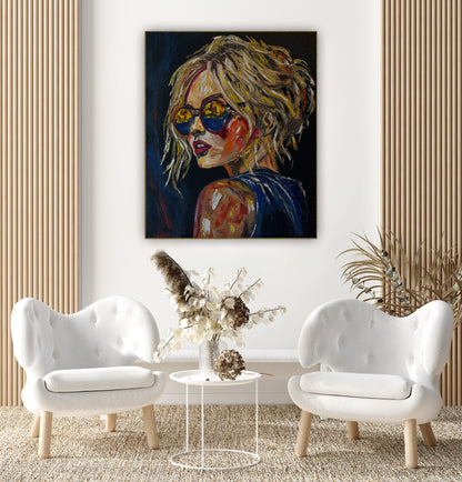 Contemporary Abstract Original Oil Painting of a woman On 90 x 76cm Canvas ‘Blondie II’ woman portrait