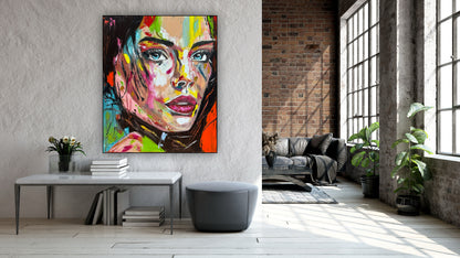 ‘Femme Eclat’ portrait Original abstract contemporary Oil Painting On Canvas size 90x76cm