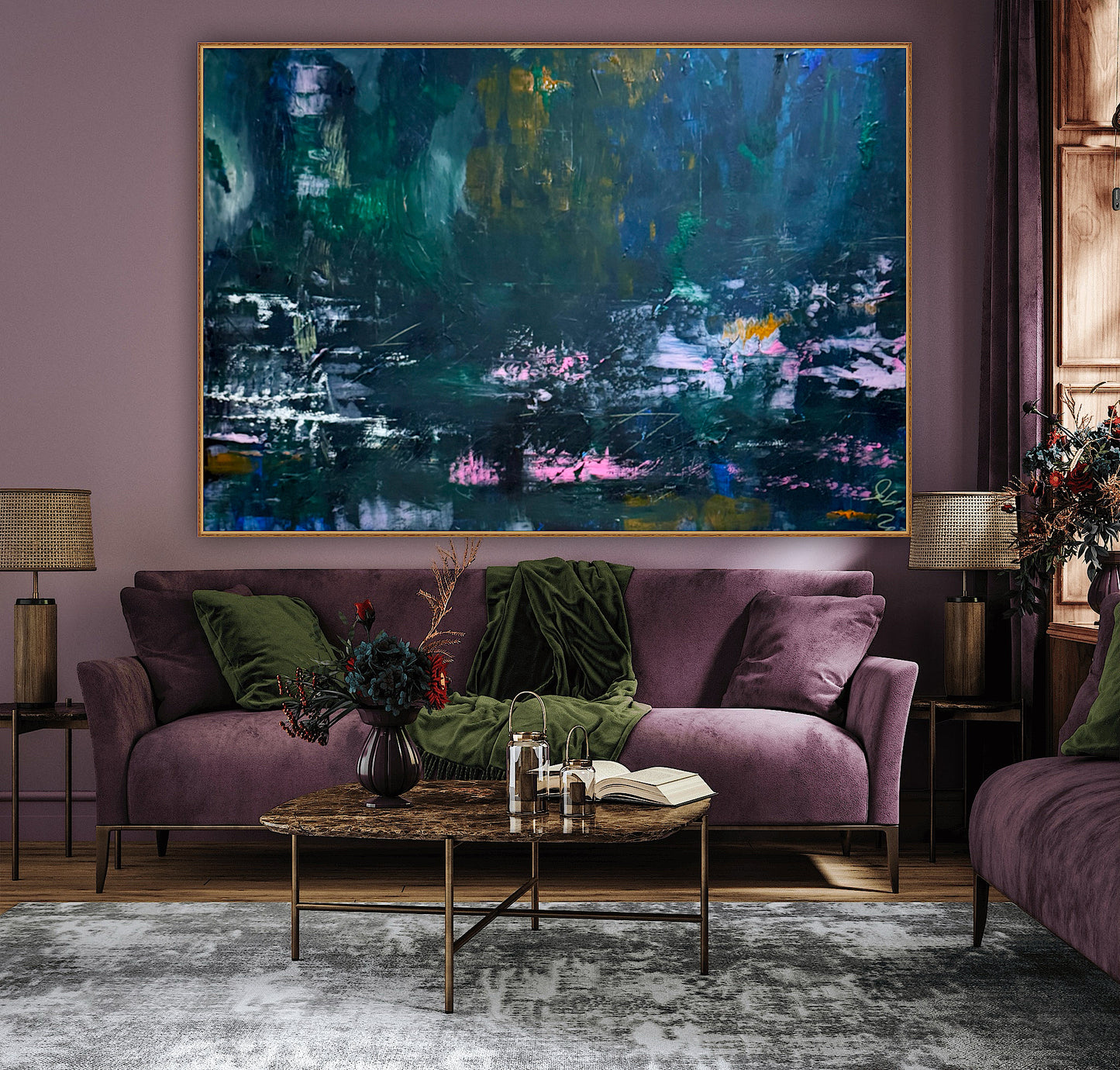 Original Abstract Oil Painting On Canvas 150cm x 100cm Depth of Silence Oka floral