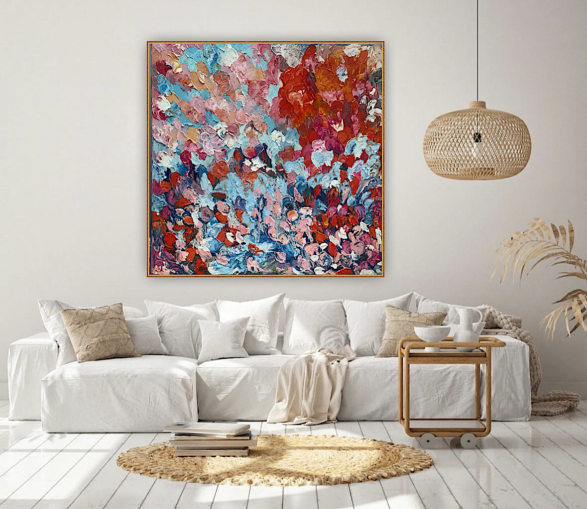 Modern Original textured Abstract Oil Painting On deep edge Canvas 120 x 120cm ‘Convergence ‘