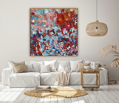 Modern Original textured Abstract Oil Painting On deep edge Canvas 120 x 120cm ‘Convergence ‘
