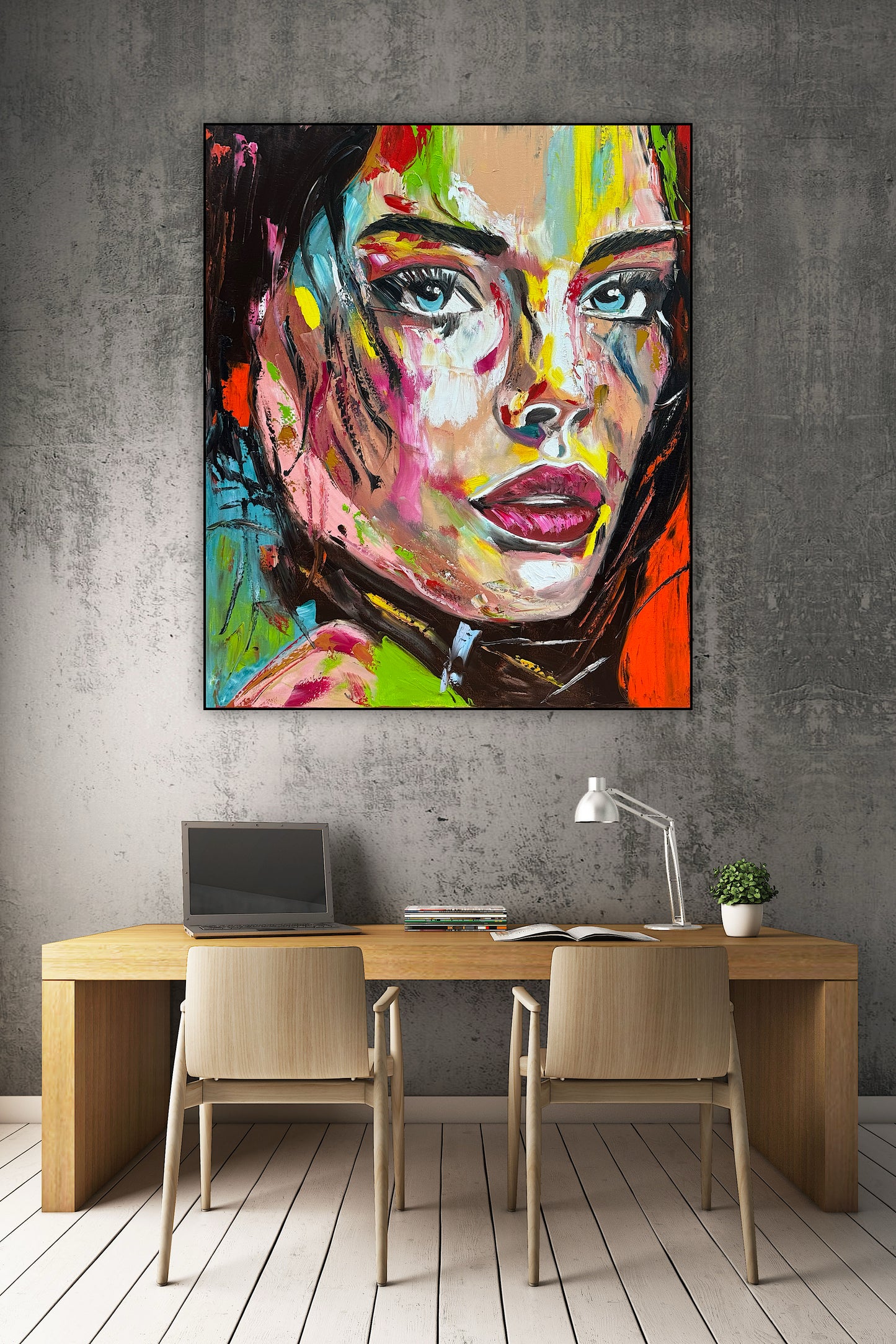 ‘Femme Eclat’ portrait Original abstract contemporary Oil Painting On Canvas size 90x76cm