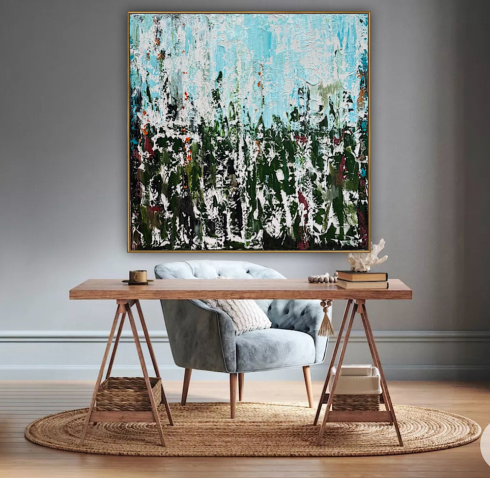 Oka Textured Abstract Original Oil Painting On Canvas 90x90cm Atelier Émeraude