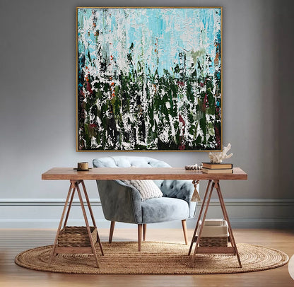 Oka Textured Abstract Original Oil Painting On Canvas 90x90cm Atelier Émeraude