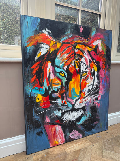 Contemporary Abstract Original Oil Painting On 90 x 76cm Canvas ‘Wild Majesty’’ Tiger