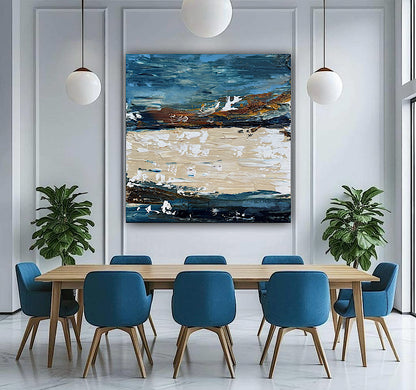 Original Abstract contemporary Oil Painting On Canvas 50x50cm Amalfi Coast Oka