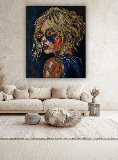 Contemporary Abstract Original Oil Painting of a woman On 90 x 76cm Canvas ‘Blondie II’ woman portrait